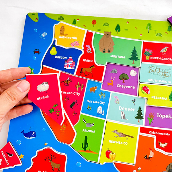 2-i-1 USA-karta Pussel Jigsaw Interkontinental Geografisk Kognition