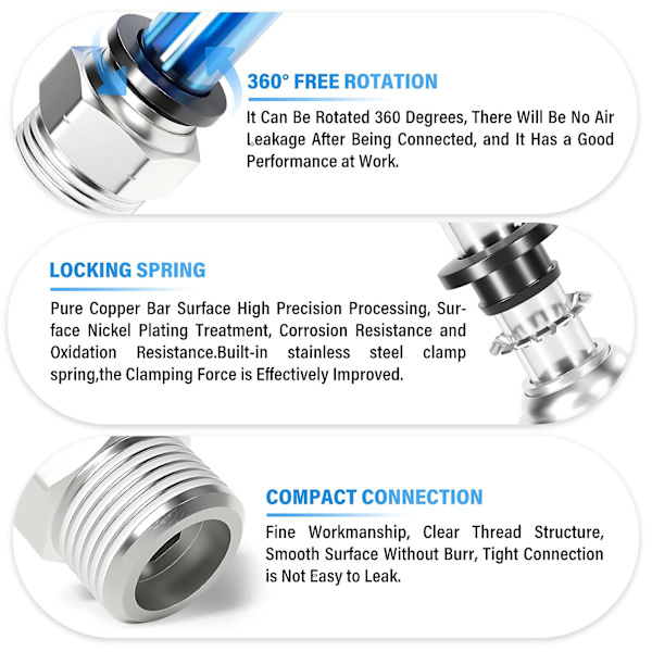 10 kpl Pneumatiset Uros-liittimet PC1/2 R04 Kierteellä Push-In Yhteydellä