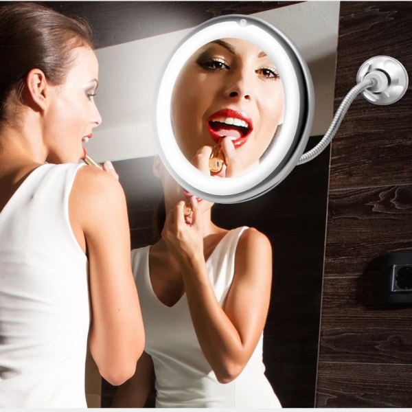 10x förstoring sminkspegel med sugkopp 360 graders vik