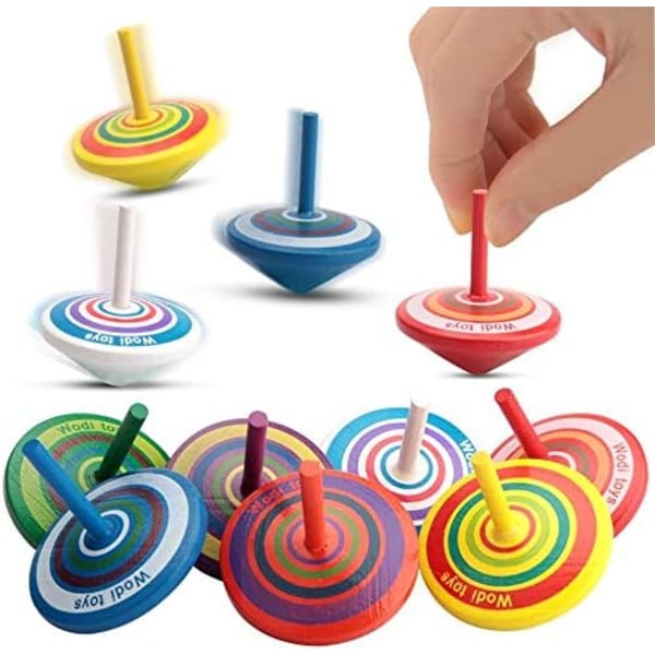 15 Kids Spinning Tops Wooden Shelves as Party Favors for Child