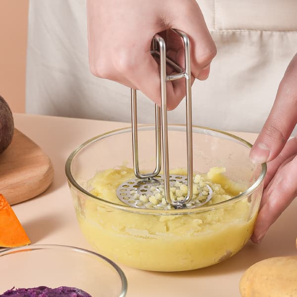 Potatispress i rostfritt stål, köksredskap, röd, sötpotatis