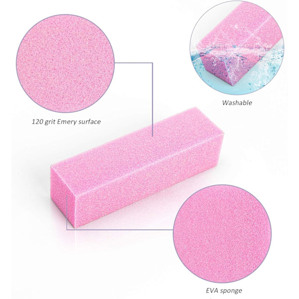 Set med 10 Nagelfilsblock Rosa, Grön, Gul, Blå 120 Grit