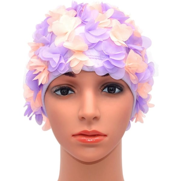 Badehætte til kvinder i blonder, retro vintage stil, blomsterblade