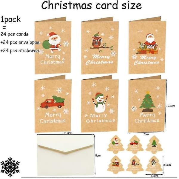 24 stycken, God Jul-kort, julkort med kuvert