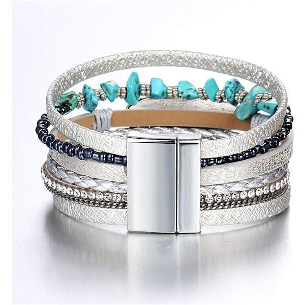 Leopard Armbånd til Kvinder Wrap Multi-Layer Læderarmbånd M