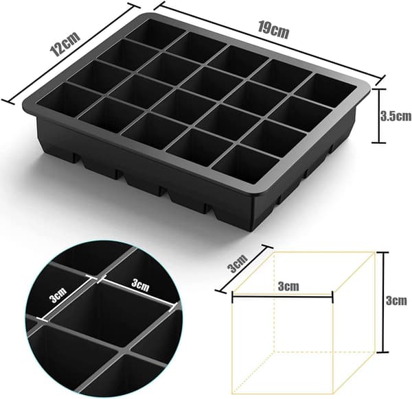 Set med 2 stora BPA-fria silikonisformar för isbitar - 15 håligheter
