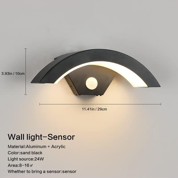 LED-vägglampa för utomhus med rörelsesensor, Antracitgrå 24w, I
