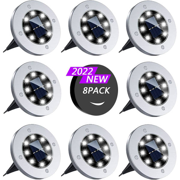 Utendørs solcellelys, 8 LED Spot Solhagelampe Vanntett IP65