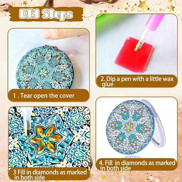 DIY Timanttimaalaus Kompakti Peili Mini Meikkipeili Kannettava