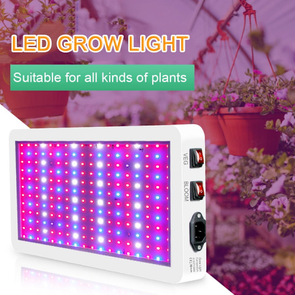 1 st 2000W LED-växtlampa för inomhusväxter 312 lysdioder Full Spectrum Veg and Bloom Dual Switch Ip65 Vattentät Hängande Pl