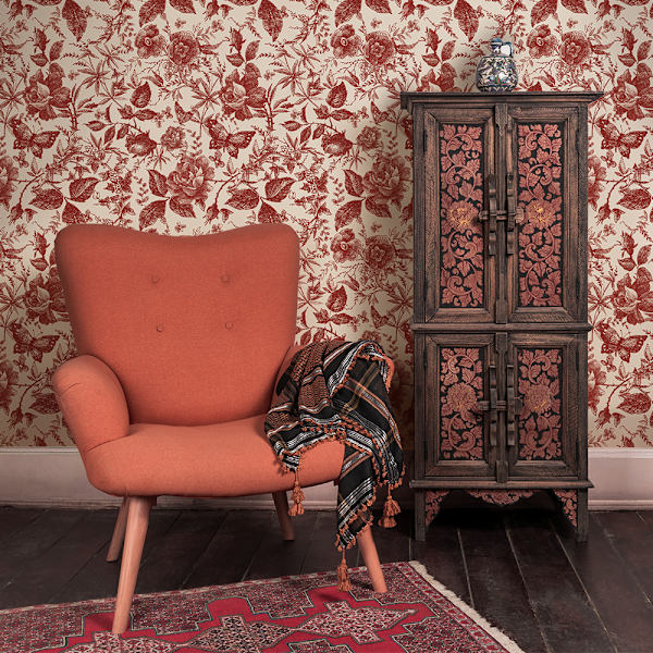 1 Rulle 250*40cm/98.43*15.74\" Blommig Ros Självhäftande Tapet