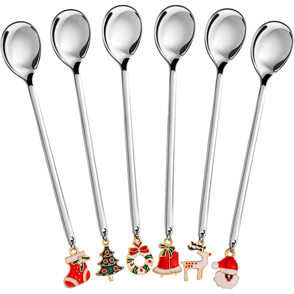 Christmas Spoons with Gift Box, Stainless Steel Stirring Spoon Te