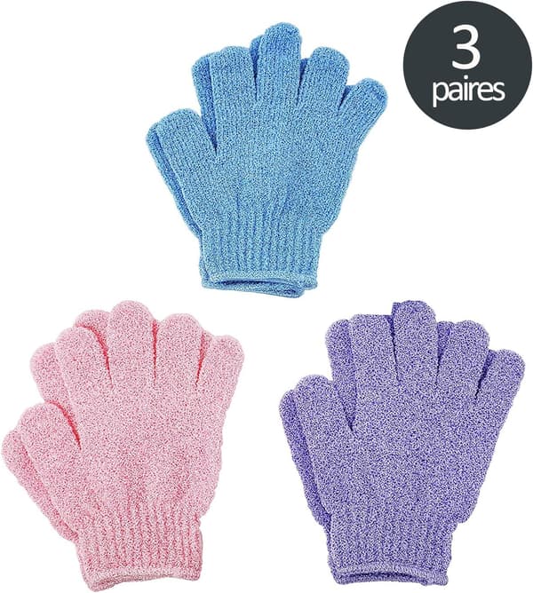 3 par Exfolierende Brusehandsker Krops Scrub Handsker Badehandsker DXGHC