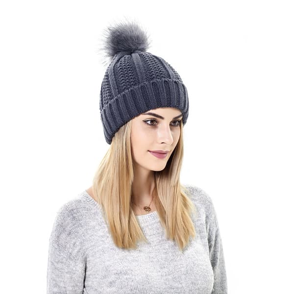 Varm strikket lue i ull for kvinner (hvit) DXGHC