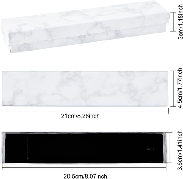 6-pack Marmorvit Kartong Halsbandask 8x2x1 Tum Läder DXGHC