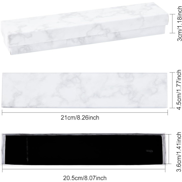 6-pakks Marmor Hvit Papp Smykkeboks 8x2x1 Tomme Lær DXGHC