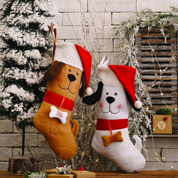 2 stk. Nye Julepynt Julehunde-ben Gave Strømper