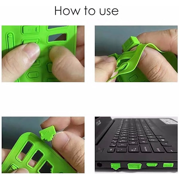 (2 sæt) 16 stk./sæt bærbar anti-støvprop farverig silikone anti-støvprop dæksel prop støvprop USB-port HDMI RJ45-interf