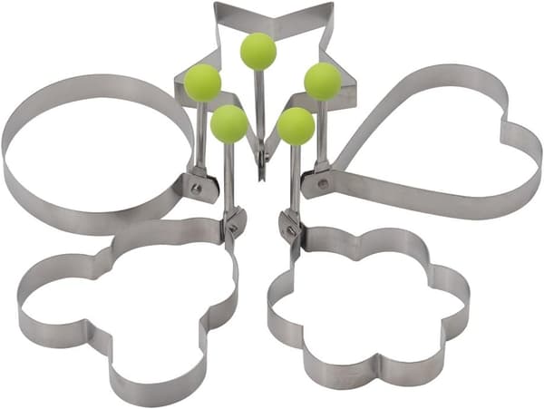 Steke-eggring, 5 pakker eggformer med håndtak for frokost