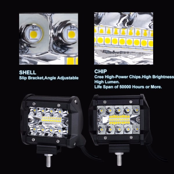 2-osainen LED-auton valo, kolmen silmän tyyppi, 20 LED:tä ulkoinen lisävalo