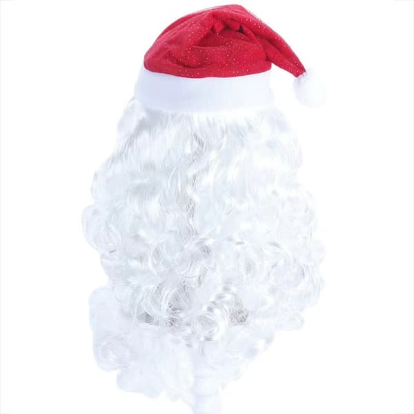 Jultomte Peruk och Skägg Set Vit Tjock Festlig