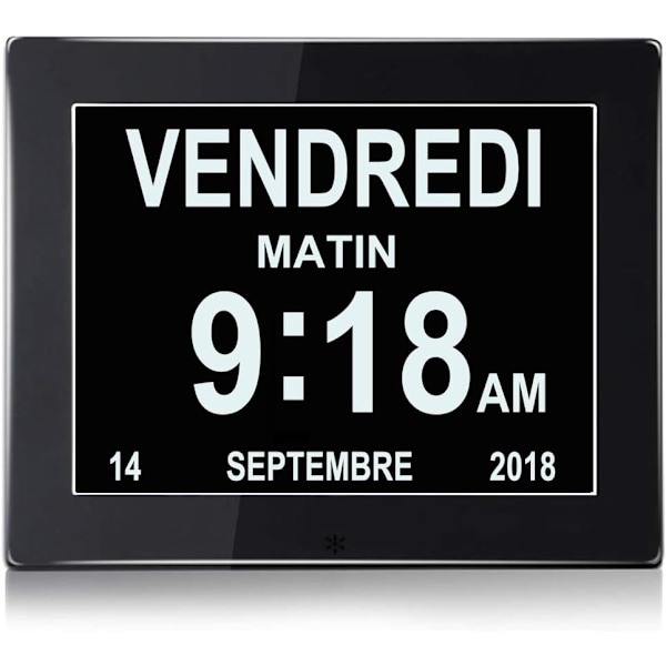 8\" LCD Digital Kalenderklocka med Datum, Kalenderklocka med Datum