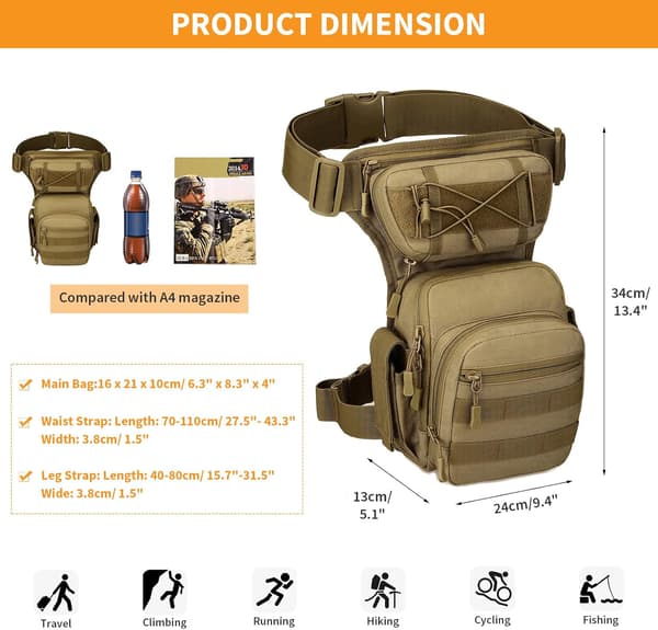 Benpose Thigh Bag Taktisk Militær Molle Multifunktionspose til