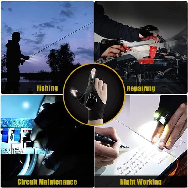 2 Par LED Handsker, USB Genopladelige Fiskeri Handsker, Natlys