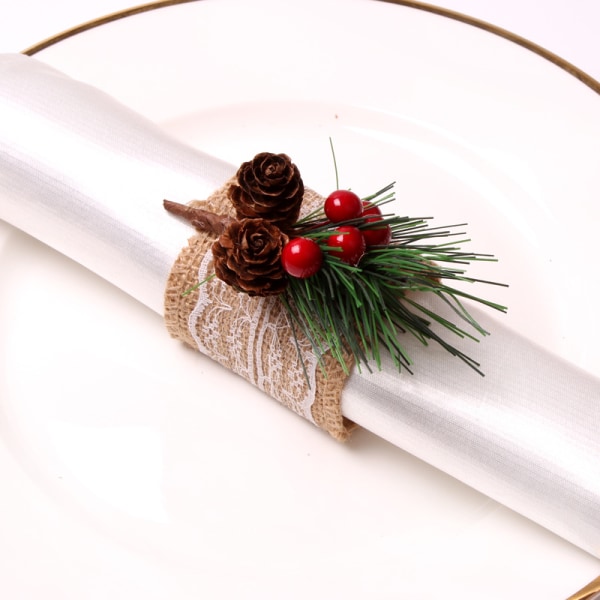 12 stycken julservettringar med tallkottar och julstjärnor
