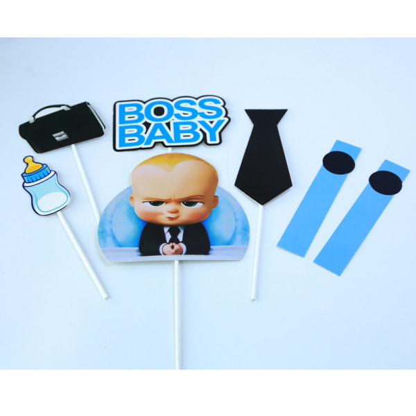 2 st Cartoon Boss Grattis på födelsedagen tårtdekoration Söt Babypojke Cupcake