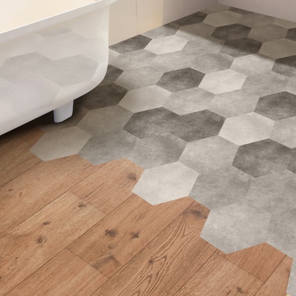 10-pack hexagonformade väggdekaler cement svart och vit askfågel
