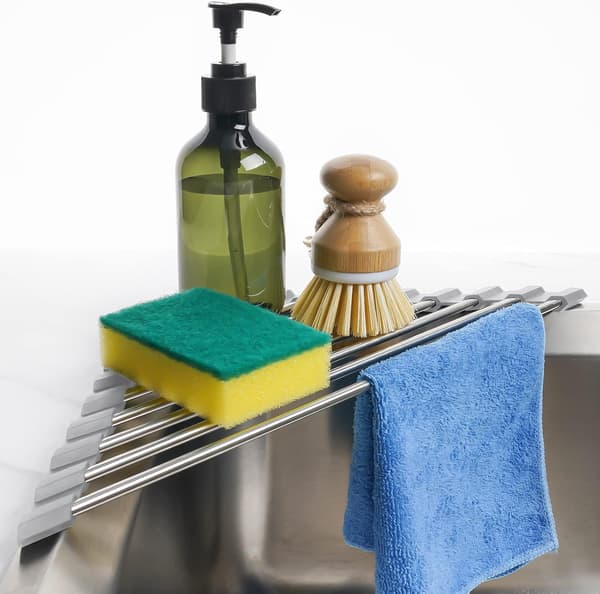 Triangelformad Rullbar Dish Drying Rack för Hörn av Diskho, Liten och Vikbar