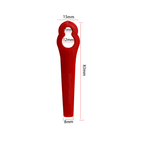 100 stk. plastgressklipperblader, trådløse trimmerblader 83 mm gressklipperklinger (rød, 12*7mm)