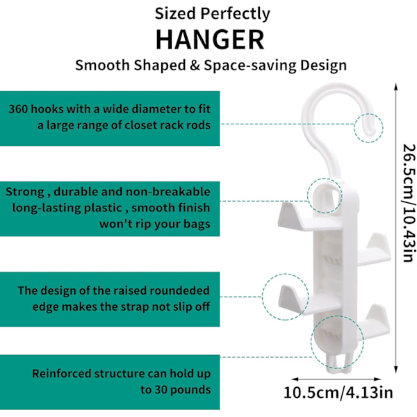 2 Pak Hængende Taske Organizer til Skab, Robust Taske Organiser