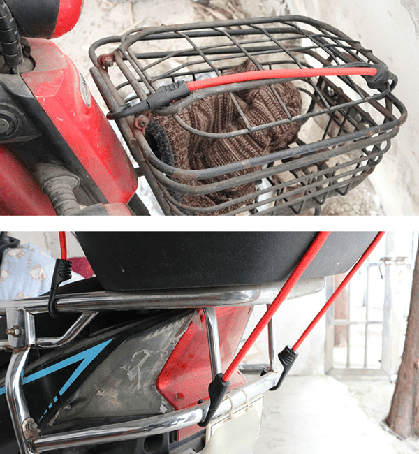 4 stycken bagagekrokar med elastiskt rep för cykel, motorcykel, bil