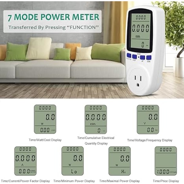 1 stk KW47-US Strømbruksovervåkingsplugg Watt Volt