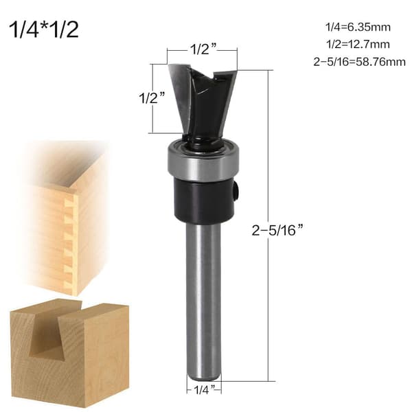 2 stk. (1/4x1/2+1/4x5/8) Halefræserbit Leje Dovetail Sæt til DXGHC