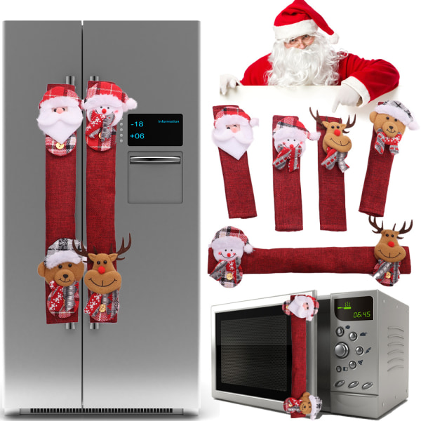 8 kpl Joulu jääkaapin ovenkahvan suojukset, 3D jääkaapin oven suojus