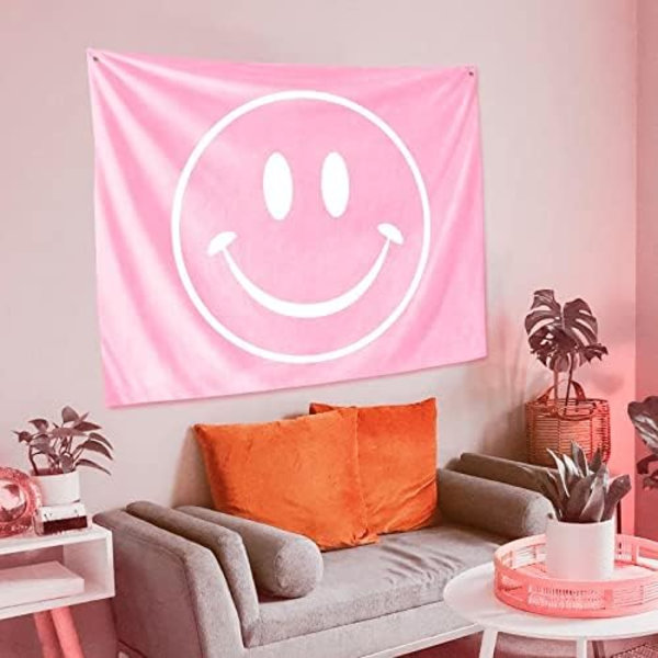 1 Stycke Rosa Smiley Gobeläng - Söt Inredning till Rummet, Flickigt Sovrum, Studie