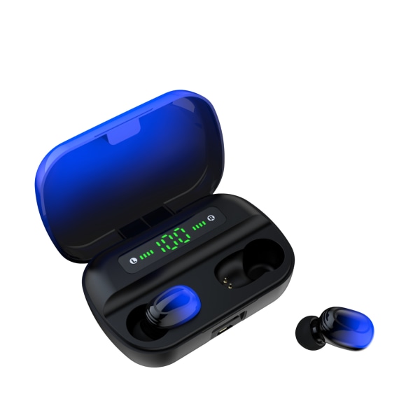 （Blå）Trådløst headset mini Bluetooth sports headset headset LED