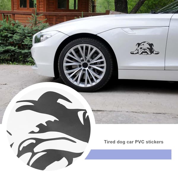 4 stk. Hunde Bilstickers Vandtæt PVC Bilstickers Sort Hvid DXGHC