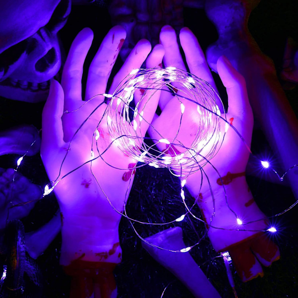Lila fairysträng, 12 stycken med 20 LED-lampor, 2 meter lång