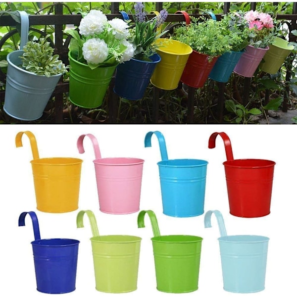 Dewenwils 8 Pots Hængende Jern/Metal Blomsterpotte Balkon Have DXGHC