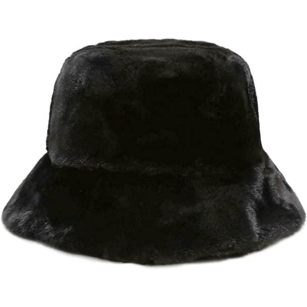 Vinter Fuskpäls Furry Bucket Hat Fluffy Fuzzy Warm Hat Plyschfisk