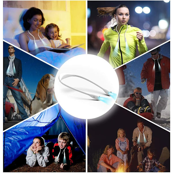 LED Halsleselampe, Oppladbar 4-LED Klem LED Leselampe