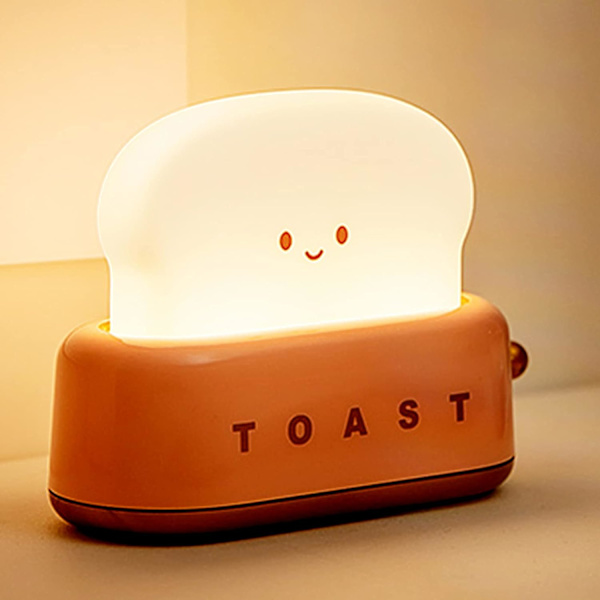 Sød Toast Natlampe, Rød, Dæmpbar LED Natlys Genopladelig D