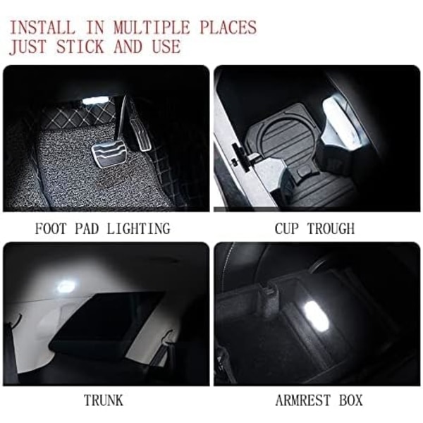 4st trådlösa LED-lampor för bilinredning, billed-lampor Interio