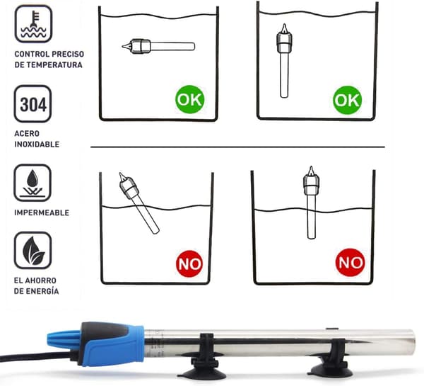 （100W）Neddykbar akvarievarmer med klebende digitalt termometer
