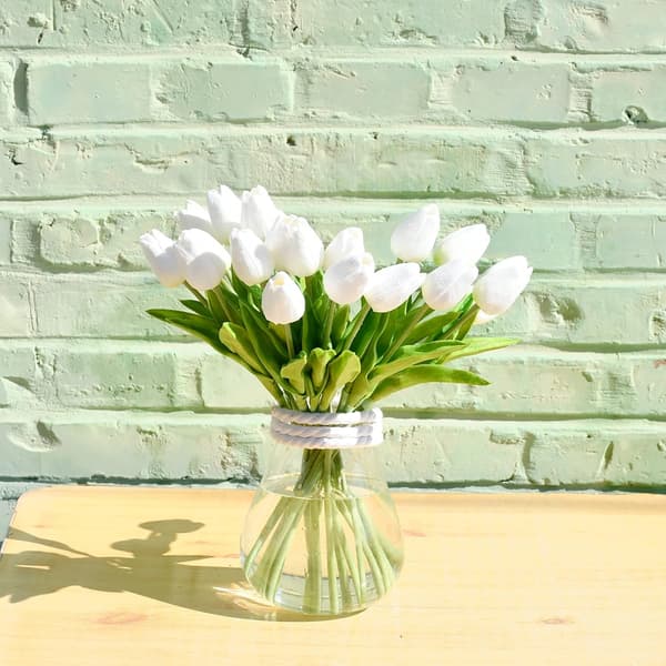 20 stk. Hvide Kunstige Tulipaner Silkeblomster 13,5\" til Jul