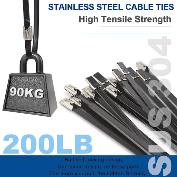 400 x 5,5 mm Rustfrit Stål Kabelbinder, Hårdtøjs Wire Rope Bindinger